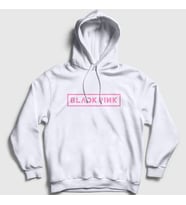 Presmono Unisex Beyaz Logo Blackpink Kapüşonlu Sweatshirt 19783tt (Beyaz)