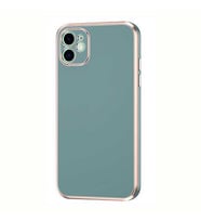 Apple iPhone 12 Kılıf Zore Bark Kenarları Altın Renk Kılıf (Petrol Yeşili)