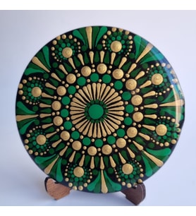 El Yapımı Epoksi Kaplamalı Mandala Minimal Dekor– 10x10 cm (Yeşil)