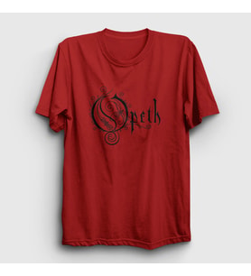 Presmono Unisex Sarı Logo Opeth T-Shirt 100787tt (Kırmızı)