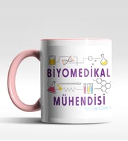 Kişiye Özel Biomedikal Mühendisi Tasarımlı Siyah Kupa (Beyaz-Pembe)