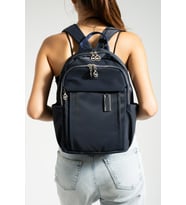Saten Kumaş Kadın Sırt Çantası 38*28 Cm Yağmur İtici Kumaş Mega Bag Günlük Kullanıma Uygun (Lacivert)
