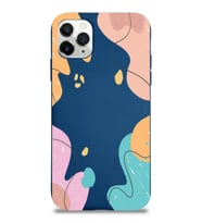 PrintiFy Apple iPhone 11 Pro Max Uyumlu Lansman Kılıf Karışık Renkler Tasarımlı İçi Kadife Kapak (Lacivert)