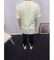 Kadın Bisiklet Yaka Oversize Fit Baskılı Tişort SPR24tsk305 (Sarı)