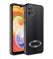 Samsung Galaxy A03 Kılıf Case, Logo Showing Serisi, Şeffaf, Kamera Korumalı, Logo Gösteren Renkli Çizgi Tasarım (Siyah)