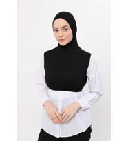 Sıfır Kollu Boyunluklu Boneli Yarım Body (Siyah)