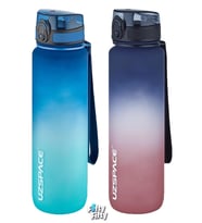 Uzspace 2'li Tritan Matara Seti 1000ml BÜYÜK BOY Çift Renk Softtouch FF Collection Tritan Su Matarası (Lacivert-A.Mavı)