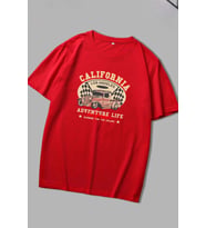 Unisex California Baskılı T-shirt (Kırmızı)