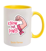 İsme Özel Renkli Kulp Kupa Bardak - Know Your Power Temalı (Sarı)