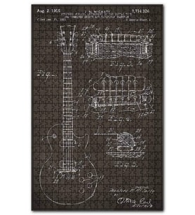 Cakapuzzle Eski Gitarın Grafik Tasarım Görseli Puzzle Yapboz MDF (Ahşap) (1000 Parça)