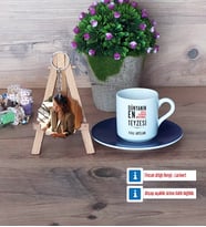 Teyzeye Hediye Türk Kahvesi Fincanı Ahşap Altlıklı ve Fotoğraflı Ahşap Anahtarlık Hediye (Model 4)