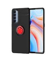 Oppo Reno 4 Pro 4G Kılıf Yüzüklü Magnetli Ravel Case (Siyah-Kırmızı)