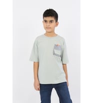 Toontoy Erkek Çocuk Göğsü Cepli Tişört (Yeşil)