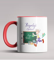 Kişiye Özel Biyoloji Öğretmeni Tasarımlı Siyah Renk Kupa Bardak 4 (Kırmızı)
