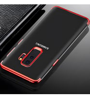 Galaxy A6 Plus 2018 Kılıf Dört Köşeli Lazer Silikon Kılıf (Kırmızı)