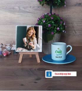 Gıda Mühendisi Fotoğraflı Dekoratif Taş, Ahşap Altlıklı Türk Kahvesi Fincanı Hediye (Model 5)