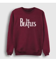 Presmono Unisex Beyaz Logo The Beatles Sweatshirt 114839tt (Bordo)