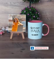 Halaya Hediye Fotoğraflı Dekoratif Taş, Kupa Bardak Beyaz Hediye (Model 6)
