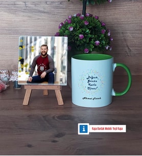 Doğum Günü Hediyesi Fotoğraflı Dekoratif Taş, Kupa Bardak Beyaz Hediye (Model 14)