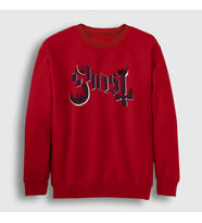Presmono Unisex Bordo Logo Ghost Sweatshirt 52106tt (Kırmızı)