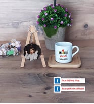 Endüstri Mühendisi Türk Kahvesi Fincanı Ahşap Altlıklı ve Fotoğraflı Ahşap Anahtarlık Hediye (Model 1)