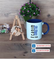 Babaya Hediye Kupa Bardak Beyaz ve Fotoğraflı Ahşap Anahtarlık Hediye (Model 3)