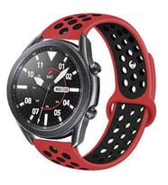 Amazfit GTR 47mm KRD-02 Suya Dayanıklı Delikli Renkli Silikon Kordon (Kırmızı-Siyah)