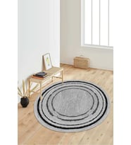 Dijital Baskılı Kaymaz Taban Yıkanabilir Yuvarlak Salon Halısı Koridor Halısı Paspas NDY-HY-1273 (Gri)