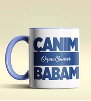 Kişiye Özel Canım Babam 6 Tasarımlı Siyah Kupa Bardak (Mavi)