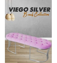 VİEGO SILVER -Kapitoneli Model Puf&Bench&Koltuk-Oturak-Uzun Makyaj Puff-Yatak Odası Ucu&Önü (Pembe)