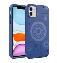 Apple iPhone 11 Kılıf Zore Wireless Şarj Özellikli Desenli Hot Kılıf (Lacivert)