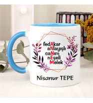Annem Yazılı Kupa Bardağı (Mavi)