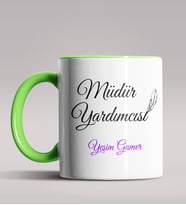 Kişiye Özel Müdür Yardımcısı Tasarımlı Siyah Renk Kupa Bardak 3 (Yeşil)