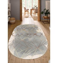 Dijital Baskılı Kaymaz Taban Yıkanabilir Oval Salon Halısı Mutfak Halısı Yolluk NDO-HT-1376 (Bej)