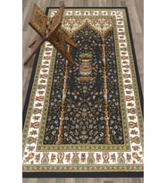 EVDEYA Dijital Baskılı Yıkanabilir Klasik Desenli Namazlık Seccade 70x130, SECCADE-30-KAHVERENGİ, (Çok Renkli)