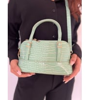Dellashop Timsah desenli mini el ve omuz kadın çantası (Yeşil)