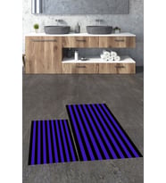 EVDEYA Dijital Baskılı Yıkanabilir Çizgili Modern İkili Banyo Halısı Paspas Klozet Takımı, KLOZET-50-KIRMIZI, (Mor)