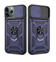 Apple iPhone 11 Pro Max Uyumlu Kızaklı Kamera Korumalı Tank Kılıf (Lacivert)