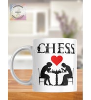 Chess(Satranç) Yazı Temalı Renkli Bardak (Beyaz)