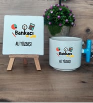 Bankacı Hediye Seti Kupa Bardak T Kulplu ve Dekoratif Taş Bankacıya Hediye Bankacılar Günü Hediyesi (Model 3)