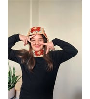 Motifli Balaklava,  Örgü Renkli Şapkalar, El Yapımı Balaklava (Sarı)