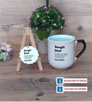 Arkadaşa Hediye Kupa Bardak Kırmızı ve Ahşap Anahtarlık Hediye (Model 9)