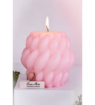 Büyük Boy Kokulu Burgulu Yağmur Damlası Düğüm Soya Wax Mum (Pembe)