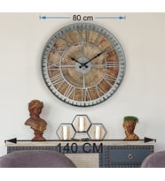 Markakanvas Gri Metal Kasalı Eski Dünya Haritalı Duvar Saati (Çap 50 cm - 80 cm ) (Gri)