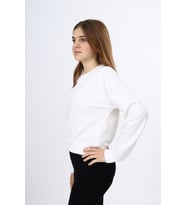 Toontoy Kız Çocuk Düşük Omuz Gazeli  Okul Sweatshirt (Ekru)