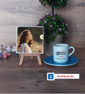Ortopedi Uzmanı Fotoğraflı Dekoratif Taş, Ahşap Altlıklı Türk Kahvesi Fincanı Hediye (Model 5)