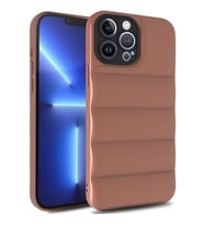 Uyumlu Model Apple iPhone 12 Pro Kılıf Dalgalı Lensli Kapak (KAHVE)