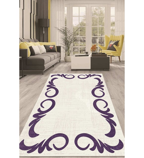 Dijital Kaymaz Taban Yıkanabilir Modern Renkli Salon Halısı Mutfak Halısı Yolluk ND-HT-1424 (Mor)
