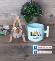 Babaya Doğum Günü Hediyesi Kupa Bardak Beyaz ve Fotoğraflı Ahşap Anahtarlık Hediye Babalar Günü Hediyesi (Model 12)