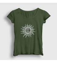 Presmono Kadın Beyaz Sun Alice In Chains T-Shirt 7907tt (Haki)